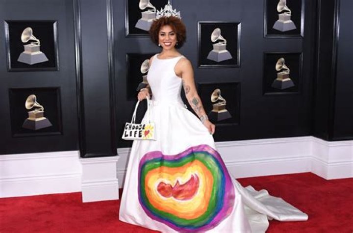 Singer Joy Villa Wears Controversial Anti-Abortion Gown on the Grammys Red Carpet